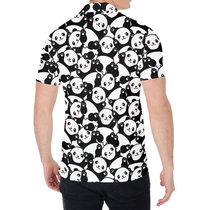 Cute Happy Panda Pattern Print Men's Shirt