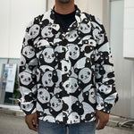 Cute Happy Panda Pattern Print Men's Shirt Jacket