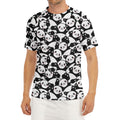 Cute Happy Panda Pattern Print Men's Short Sleeve Rash Guard