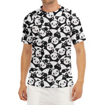 Cute Happy Panda Pattern Print Men's Short Sleeve Rash Guard