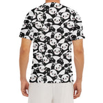 Cute Happy Panda Pattern Print Men's Short Sleeve Rash Guard