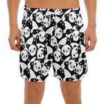 Cute Happy Panda Pattern Print Men's Split Running Shorts