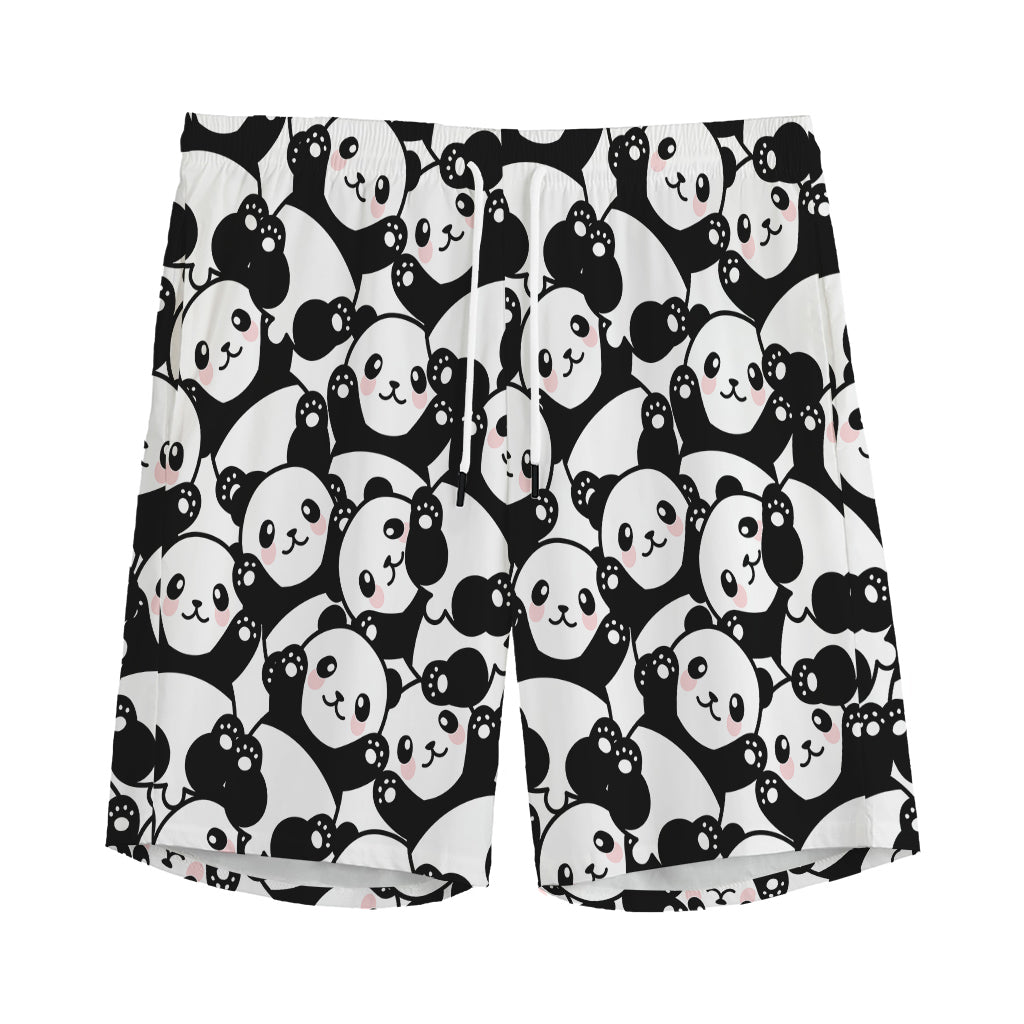 Cute Happy Panda Pattern Print Men's Sports Shorts