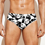 Cute Happy Panda Pattern Print Men's Swim Briefs