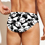 Cute Happy Panda Pattern Print Men's Swim Briefs