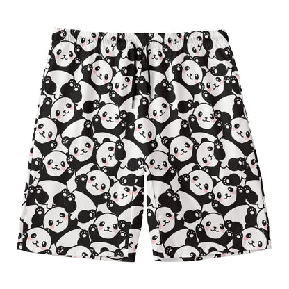 Cute Happy Panda Pattern Print Men's Swim Trunks