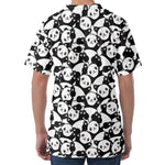 Cute Happy Panda Pattern Print Men's Velvet T-Shirt