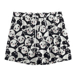 Cute Happy Panda Pattern Print Mesh Shorts