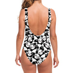 Cute Happy Panda Pattern Print One Piece Swimsuit