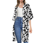 Cute Happy Panda Pattern Print Open Front Beach Cover Up