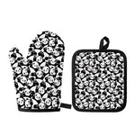 Cute Happy Panda Pattern Print Oven Mitt And Pot Holder Set