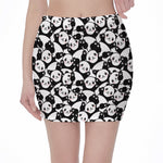Cute Happy Panda Pattern Print Pencil Mini Skirt