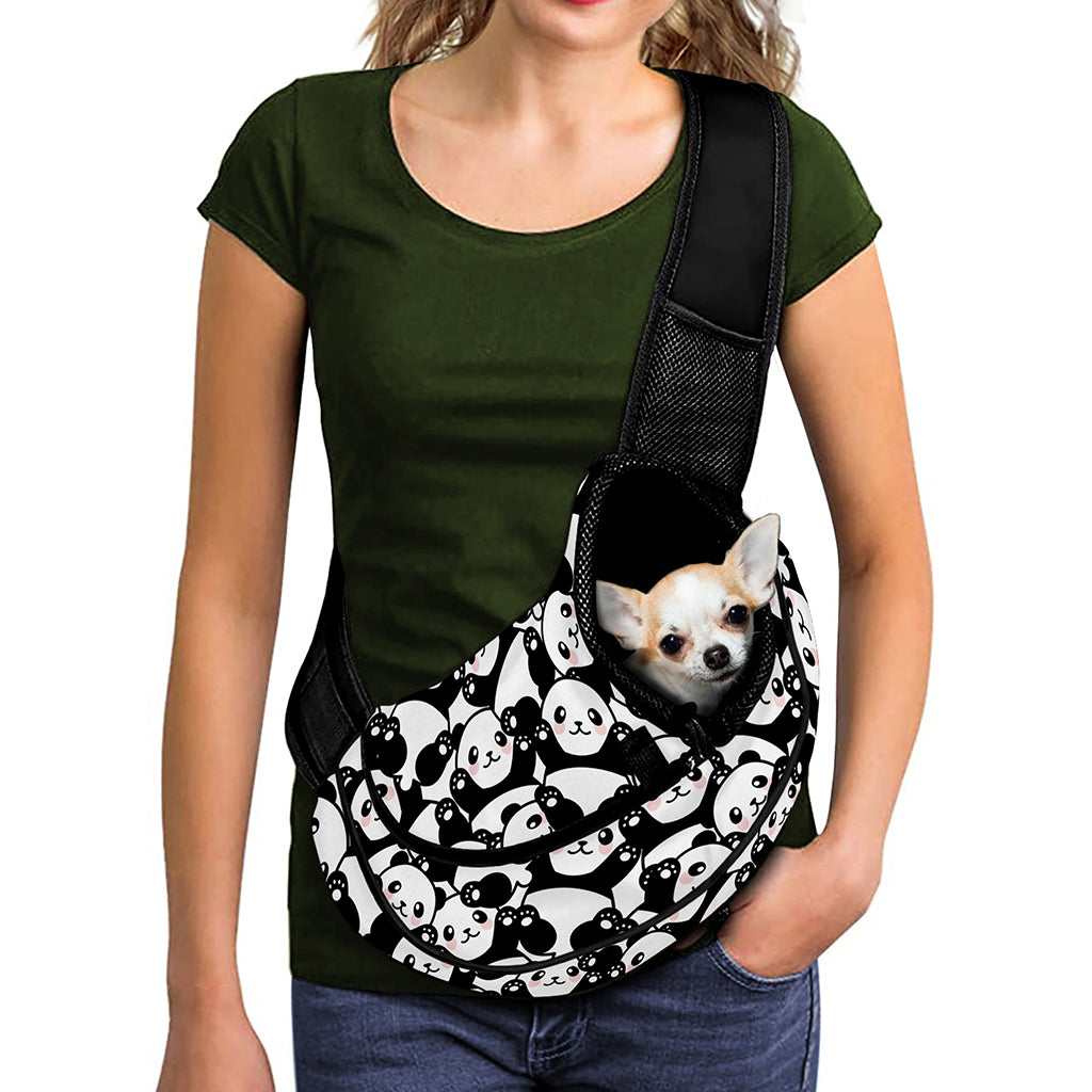 Cute Happy Panda Pattern Print Pet Sling Carrier