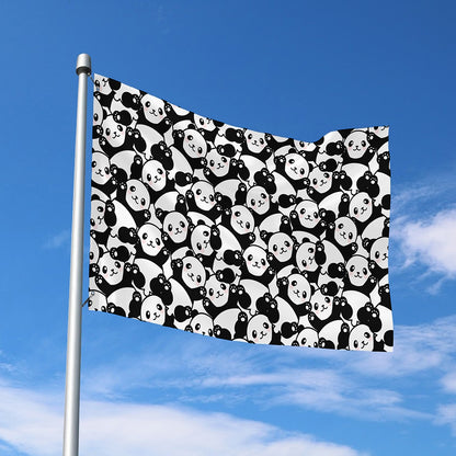 Cute Happy Panda Pattern Print Polyester Flag