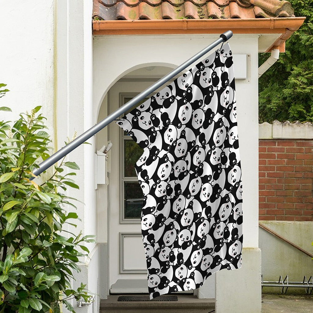 Cute Happy Panda Pattern Print Polyester Flag