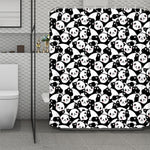 Cute Happy Panda Pattern Print Polyester Shower Curtain