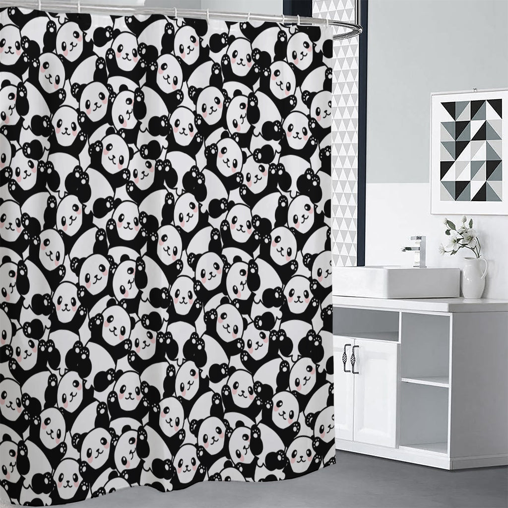 Cute Happy Panda Pattern Print Premium Shower Curtain