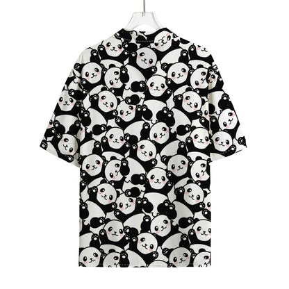 Cute Happy Panda Pattern Print Rayon Hawaiian Shirt