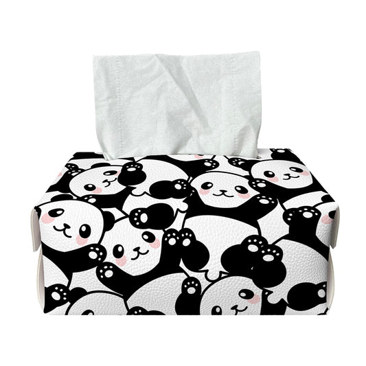 Cute Happy Panda Pattern Print Rectangle Tissue Box Cover