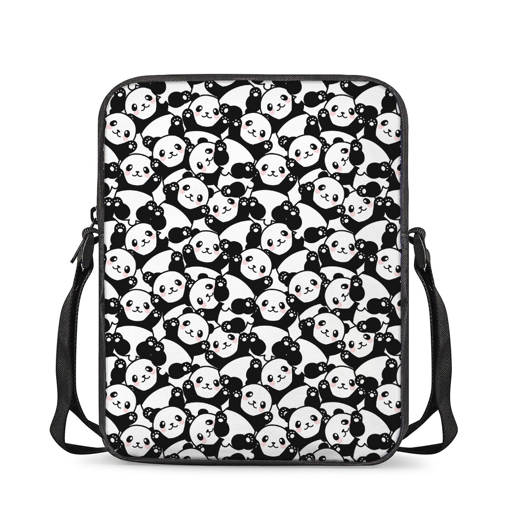 Cute Happy Panda Pattern Print Rectangular Crossbody Bag
