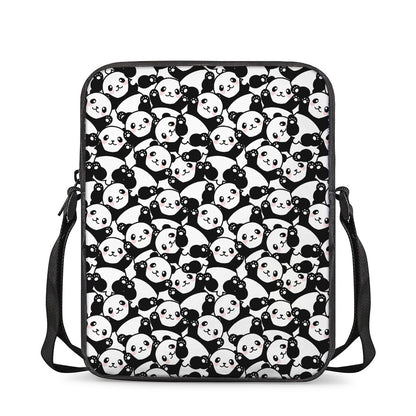 Cute Happy Panda Pattern Print Rectangular Crossbody Bag