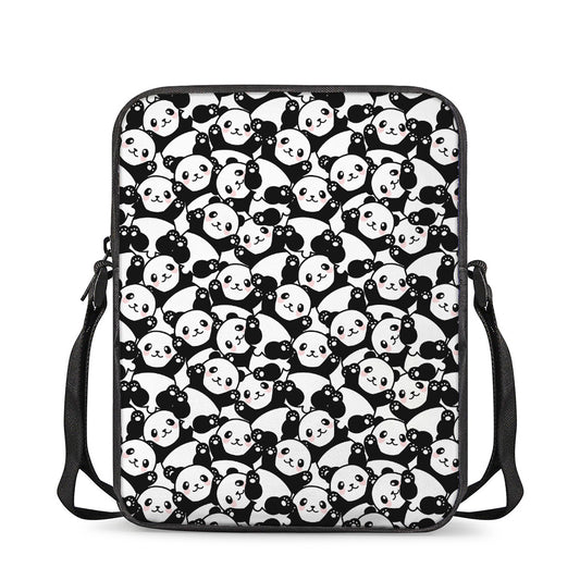 Cute Happy Panda Pattern Print Rectangular Crossbody Bag