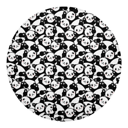 Cute Happy Panda Pattern Print Round Blanket