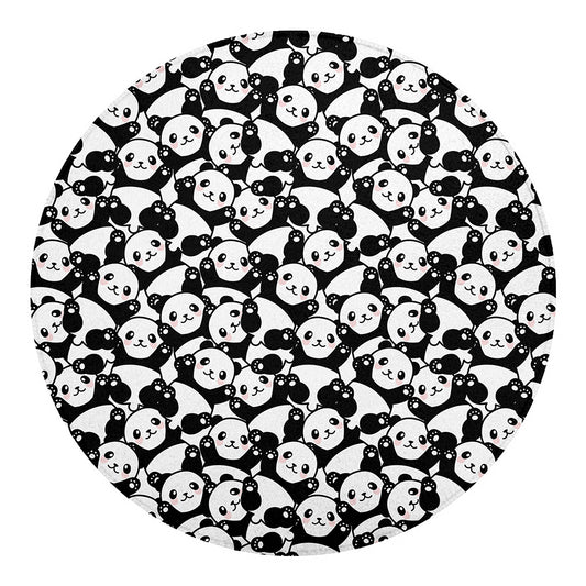 Cute Happy Panda Pattern Print Round Blanket