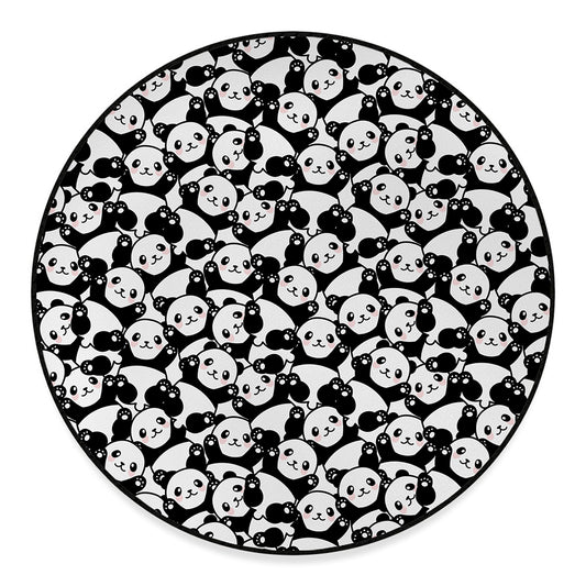 Cute Happy Panda Pattern Print Round Floor Mat