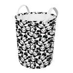 Cute Happy Panda Pattern Print Round Laundry Basket