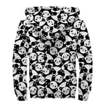 Cute Happy Panda Pattern Print Sherpa Lined Zip Up Hoodie