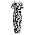 Cute Happy Panda Pattern Print Short Sleeve Long Nightdress