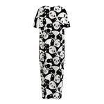 Cute Happy Panda Pattern Print Short Sleeve Long Nightdress