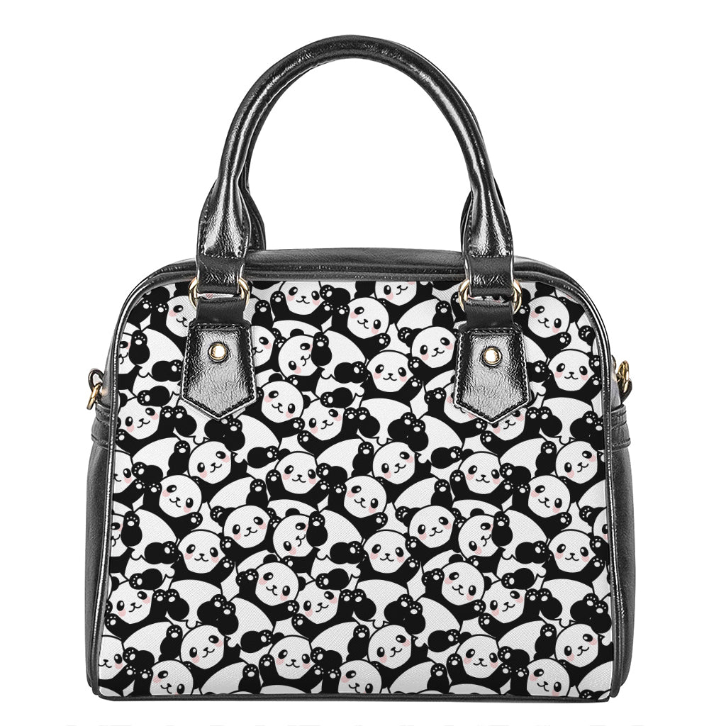 Cute Happy Panda Pattern Print Shoulder Handbag