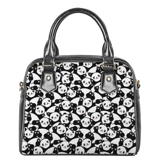 Cute Happy Panda Pattern Print Shoulder Handbag