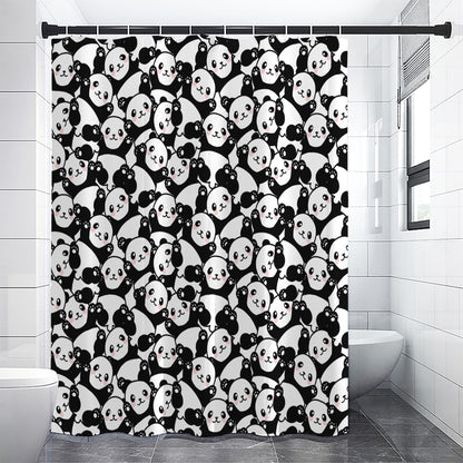 Cute Happy Panda Pattern Print Shower Curtain