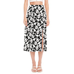 Cute Happy Panda Pattern Print Side Slit Midi Skirt
