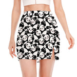Cute Happy Panda Pattern Print Side Slit Mini Skirt