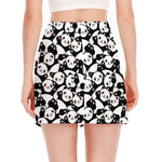 Cute Happy Panda Pattern Print Side Slit Mini Skirt