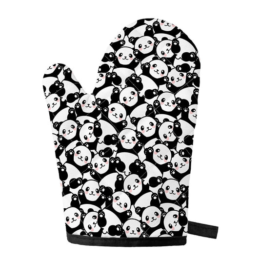 Cute Happy Panda Pattern Print Single Oven Mitt