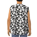 Cute Happy Panda Pattern Print Sleeveless Baseball Jersey