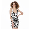Cute Happy Panda Pattern Print Sleeveless Bodycon Dress
