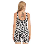 Cute Happy Panda Pattern Print Sleeveless One Piece Swimsuit