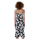 Cute Happy Panda Pattern Print Slim Fit Midi Cami Dress