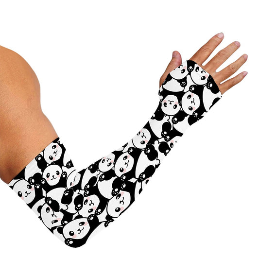 Cute Happy Panda Pattern Print Sun Protection Arm Sleeves