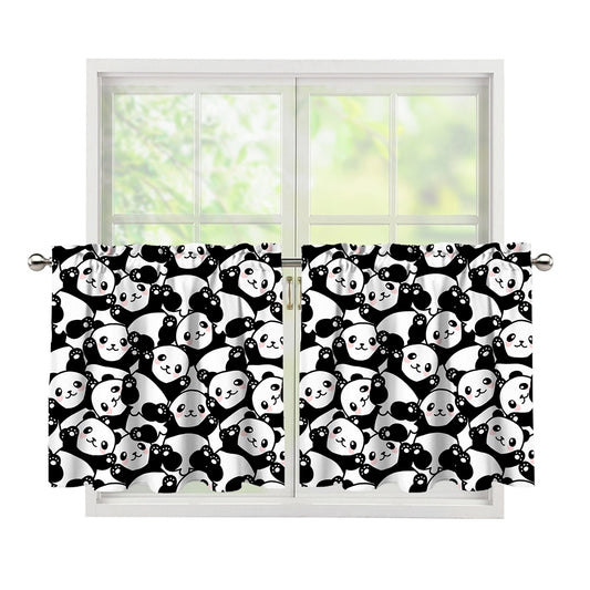 Cute Happy Panda Pattern Print Tier Curtains