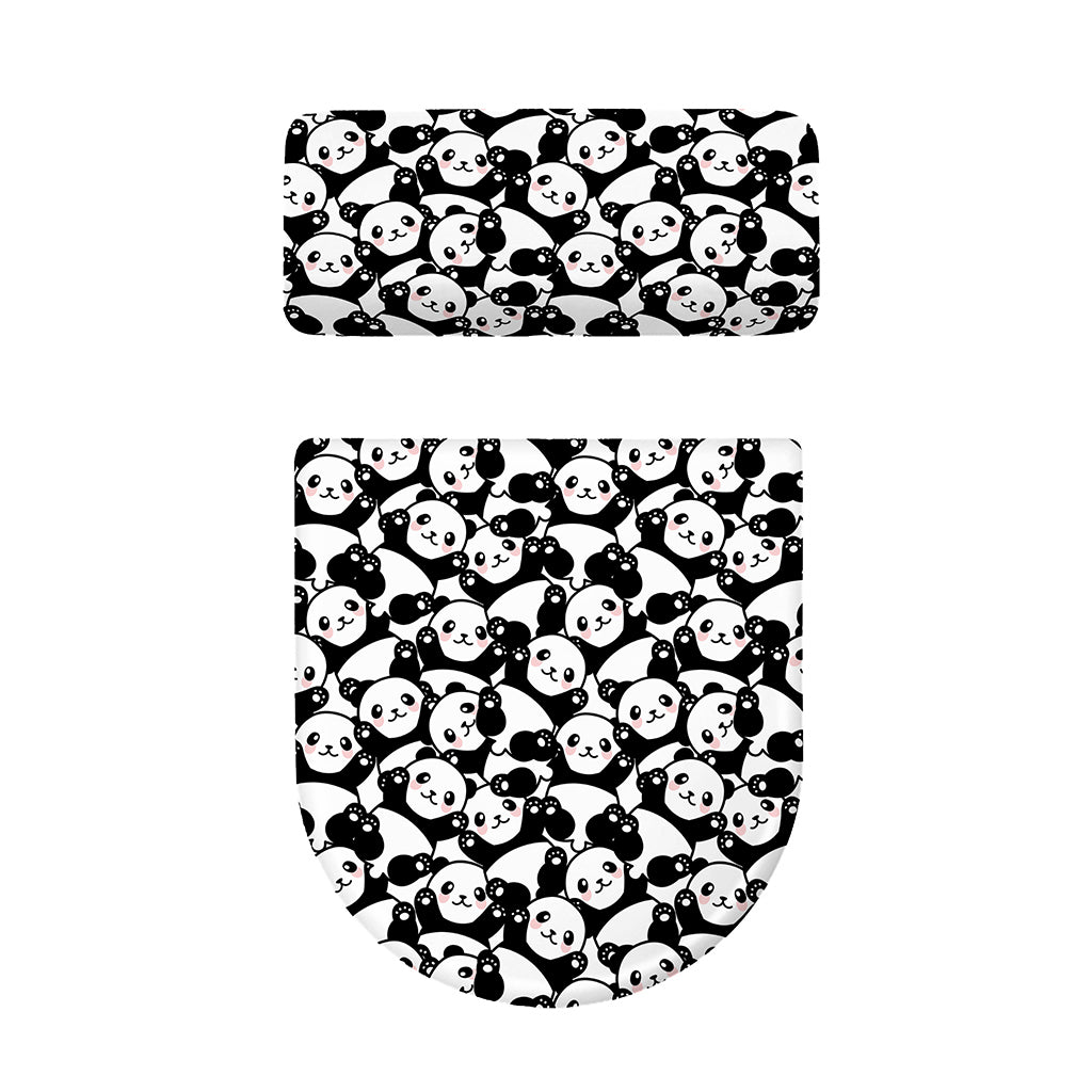 Cute Happy Panda Pattern Print Toilet Lid And Tank Cover Set