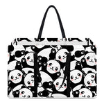 Cute Happy Panda Pattern Print Utility Tote Bag