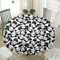 Cute Happy Panda Pattern Print Waterproof Round Tablecloth
