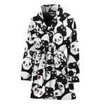 Cute Happy Panda Pattern Print Women's Bathrobe
